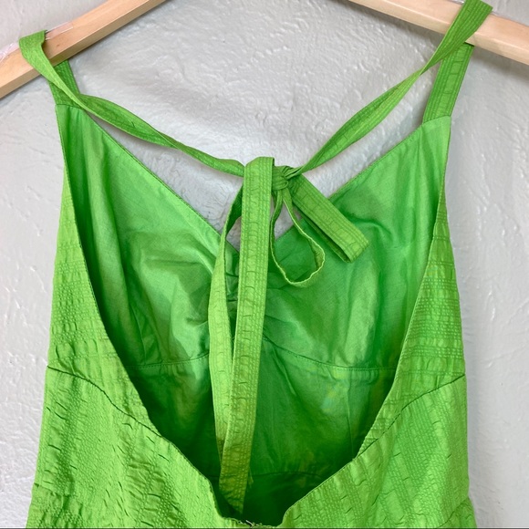 J CREW Green Halter Dress Cotton Sun Dress Size 4 Fit & Flare vacation wedding - Picture 5 of 9